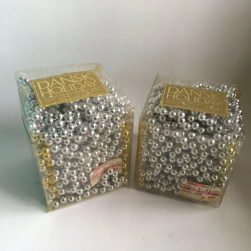 Vintage Dansk Holiday Christmas Silver Bead Garland 1/4